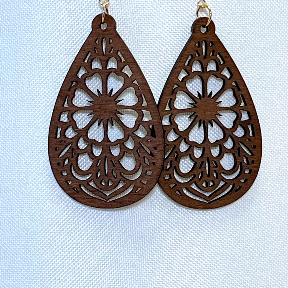 Brown Teardrop Filigree Earrings